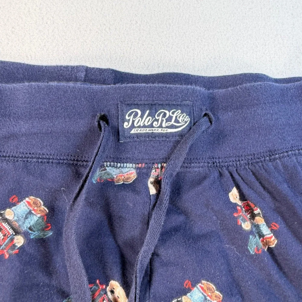 Polo Ralph Lauren Mens XL Navy Blue Holiday Polo Bear Pajama Jogger Pants